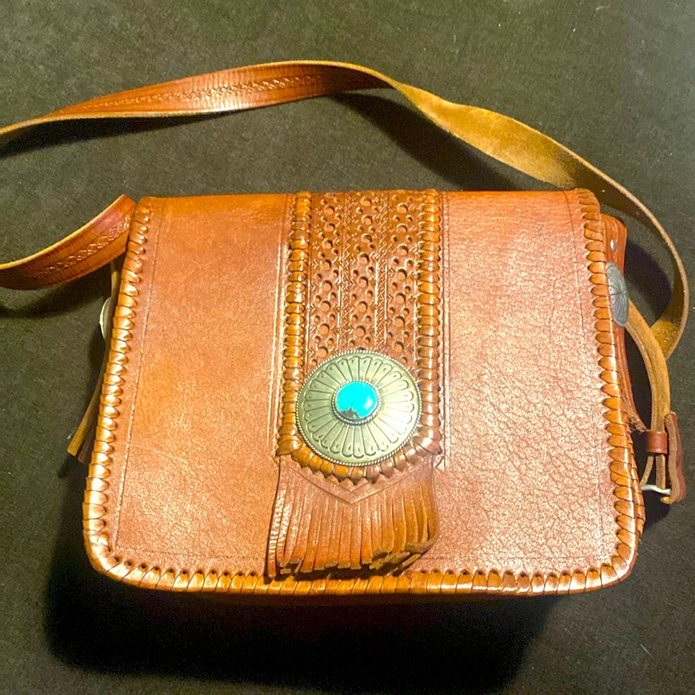 Vintage handmade western style leather handbag - Picture 1 of 6